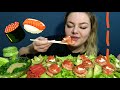 МУКБАНГ ЛОСОСЬ ИКРА ЧУКА MUKBANG SALMON