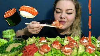 МУКБАНГ ЛОСОСЬ ИКРА ЧУКА MUKBANG SALMON