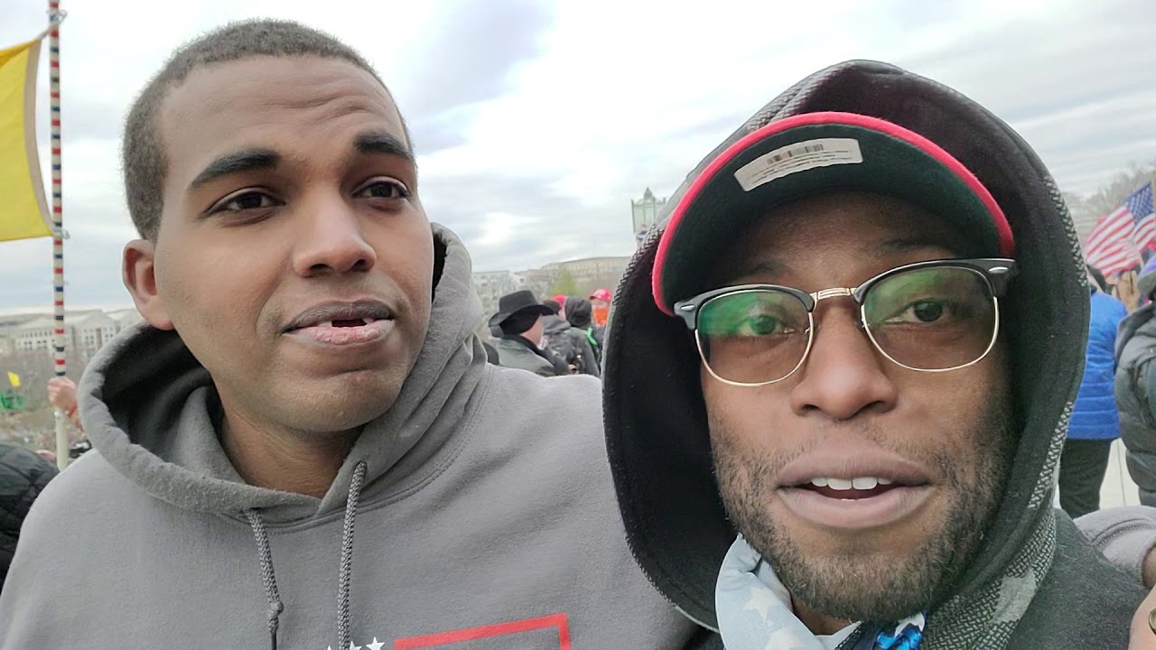 Ethiopian Trump supporter Philip Anderson seen on the Capitol lawn January 6 with insurrectionists