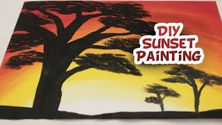 silhouette sunset easy painting diy crafts