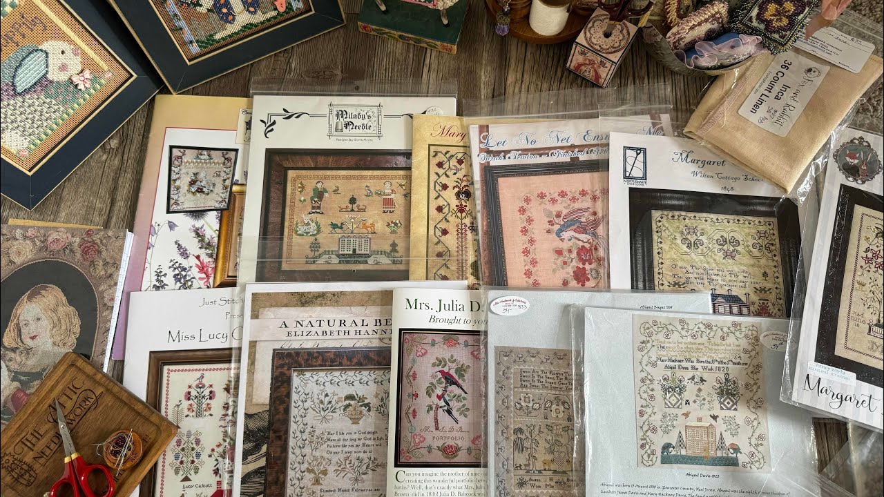 Вышивальные покупки семплеров в магазине Attic Needlework. YouTube