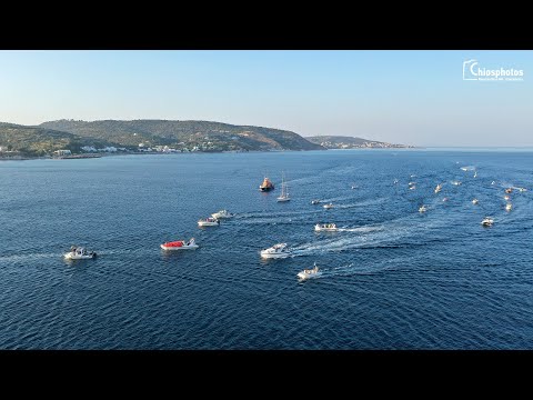Η εντυπωσιακή δια θαλάσσης μεταφορά της Eικόνας του Αγίου Αιμιλιανού στη Χίο