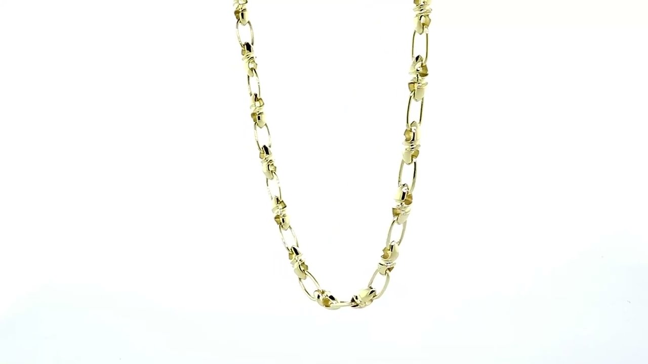 6 mm Solid Bullet and Oval Link Chain, 22 Inches in 14k Yellow Gold CZ36774Y22