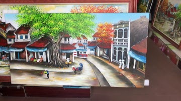 Tranh phố cổ sơn dầu AmiA tsd 397 - AmiA.com.vn - 0916.225.866