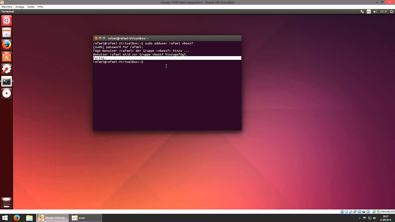  Update VirtualBox (Gast: Ubuntu): Gemeinsamen Ordner einrichten