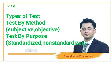Types Of test, Test By method (subjective,objective), test by Purpose (Standardized,nonstandardized)
