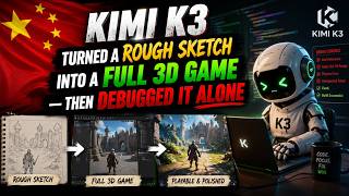 Kimi K3 ने एक रफ स्केच को फुल 3D गेम में बदल दिया — और फिर खुद ही उसे डीबग भी किया screenshot 5