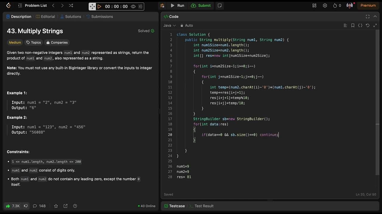 Leetcode 43 multiply strings - YouTube