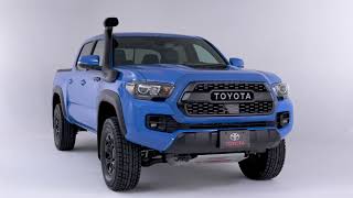 The 2019 tacoma trd pro receives an eye-catching new feature called
desert air intake. this allows fresh to be drawn from above dust line
tha...
