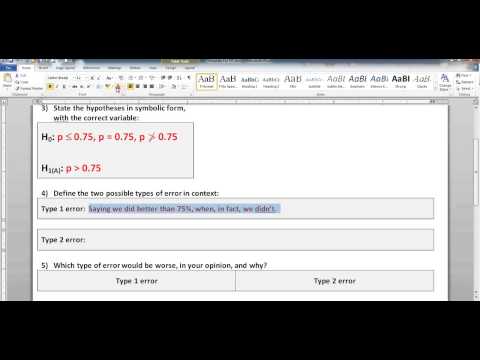 MTH 244 (Hypothesis testing - blue/yellow circle test)