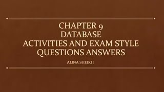 EXAM STYLE QUESTIONS ANSWERS CHAPTER 9 DATABASE