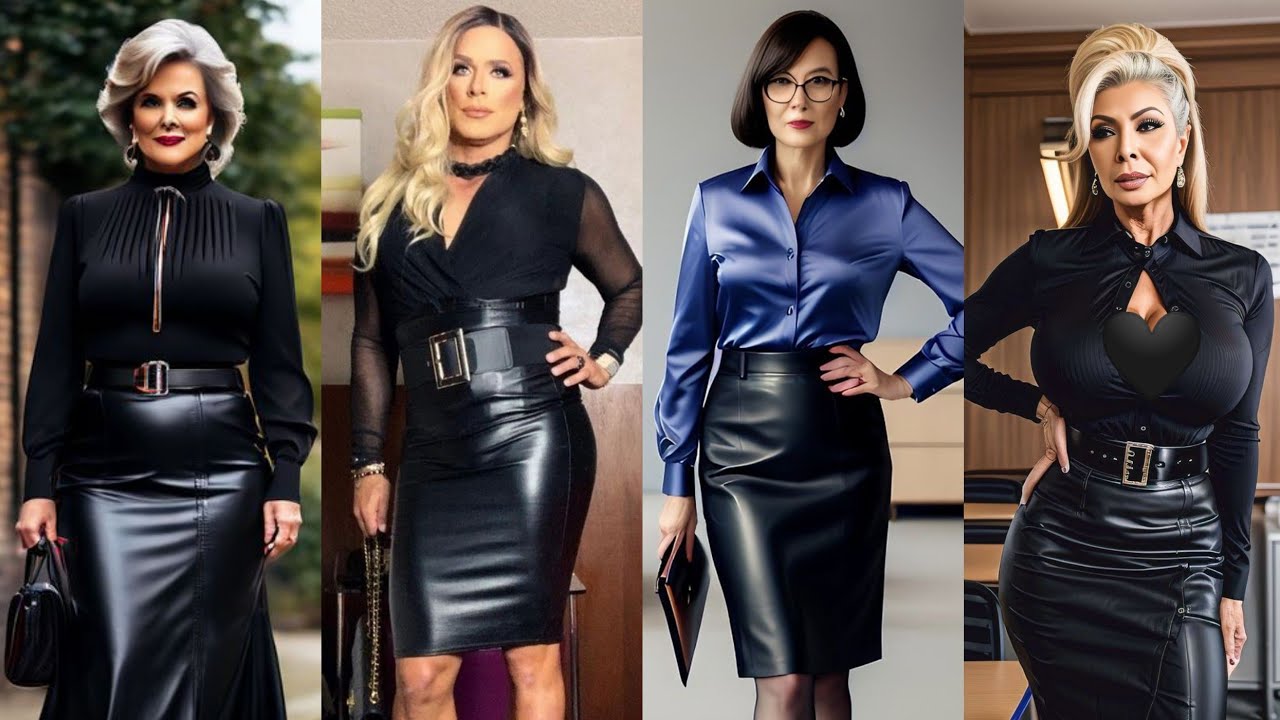 Trendiest Natural Older Women Over 50 with Elegant Leather Skirt And trendiest-natural-older-women-over-50-with-elegant-leather-skirt-and