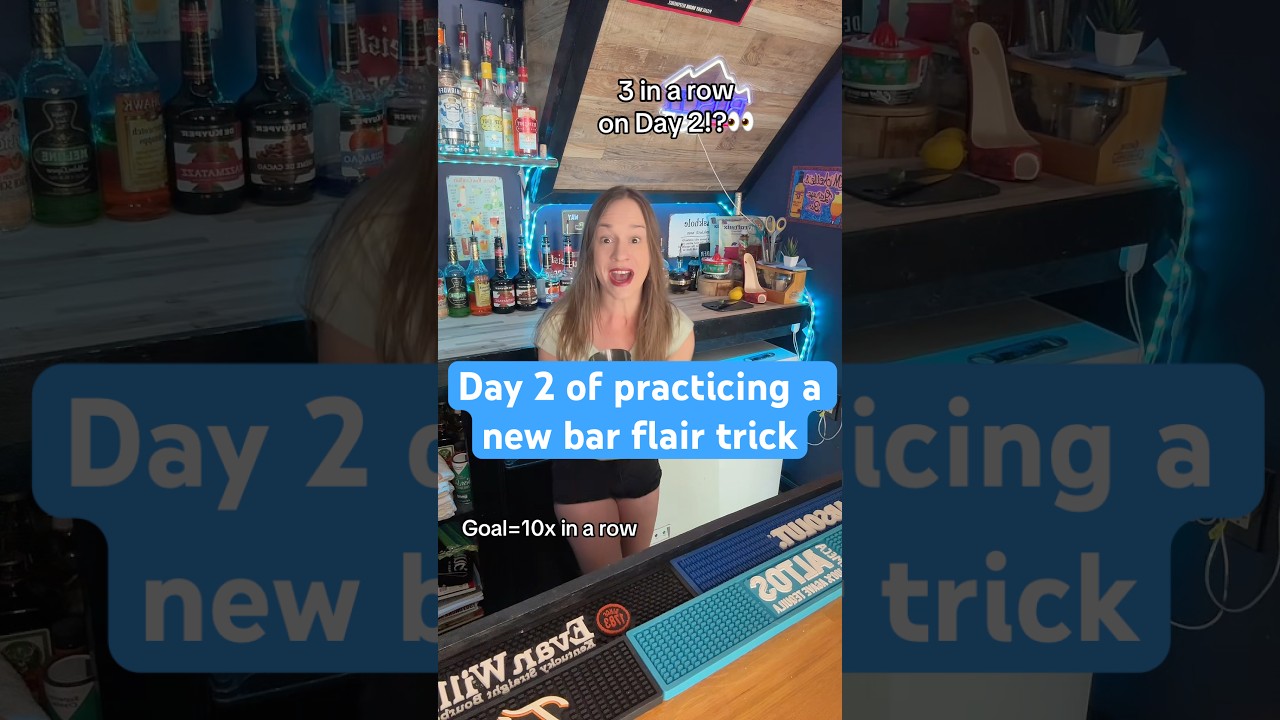 How to flip shaker tins (bartender flair) — Day 2 practice. Got 3 in a row 👀 #bartender #barflair