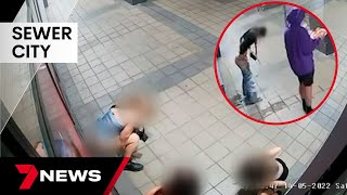 Shocking CCTV of partygoers using Hindley Street as an open-air toilet | 7NEWS