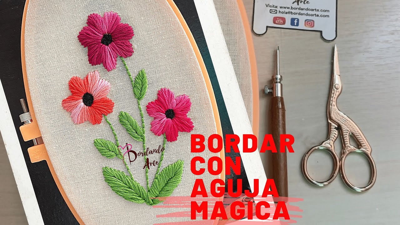 Bordar flores con aguja mágica Punch needle 