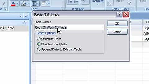 Copy a Table in Access 2007
