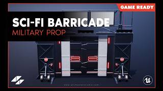 Sci-Fi Military Wall Barricade – Rigged & Animated | Military Props | Unreal Engine
