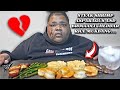 STEAK SHRIMP ASPARAGUS AND CHEDDAR BROCCOLI RICE MUKBANG | I GOT CHEATED ON ON VALENTINE’S DAY!