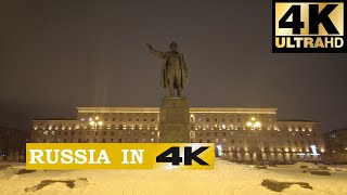 [4K] Прогулка в Санкт-Петербурге от метро Кировский Завод до Нарвской зимой вечером l 4K 30 FPS