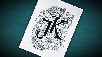 Letters J ❤️ K Drawing with Flower Mandala art /How to Draw J ❤️ K Letters with Mandala Flower Art