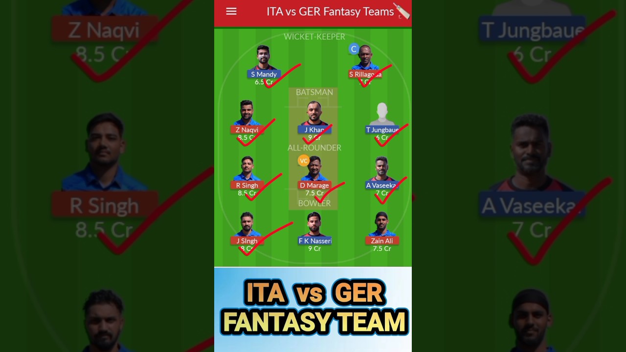 ITA vs GER Dream11 Prediction | ITA vs GER Dream11 Prediction Today Match | ITA vs GER Dream11 Team