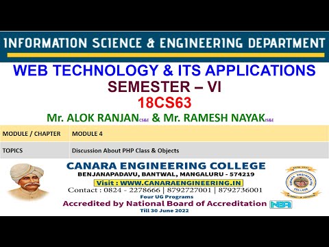 VTU WEB(18CS63) WEB TECHNOLOGY AND ITS APPLICATIONS M4 L6 Discussion About PHP Class & Objects