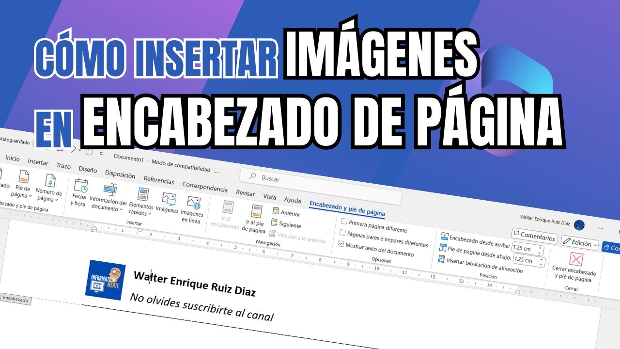 Como Insertar IMÁGENES en ENCABEZADO de Página de Word - YouTube