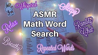 [ASMR] Extra Cozy Relaxing + Sleepy Math Word Search (Whisper, Repeated Trigger Words, Breathy)
