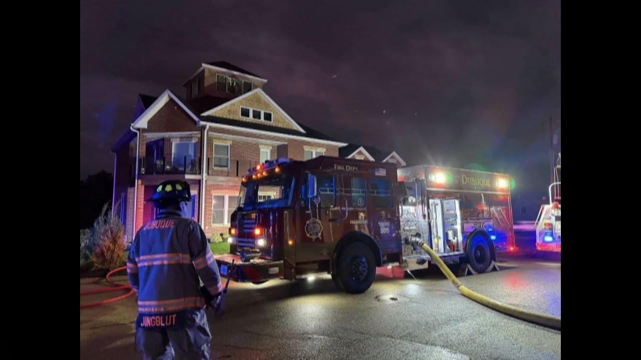 House catches fire after getting struck by lightning in Dubuque - YouTube
