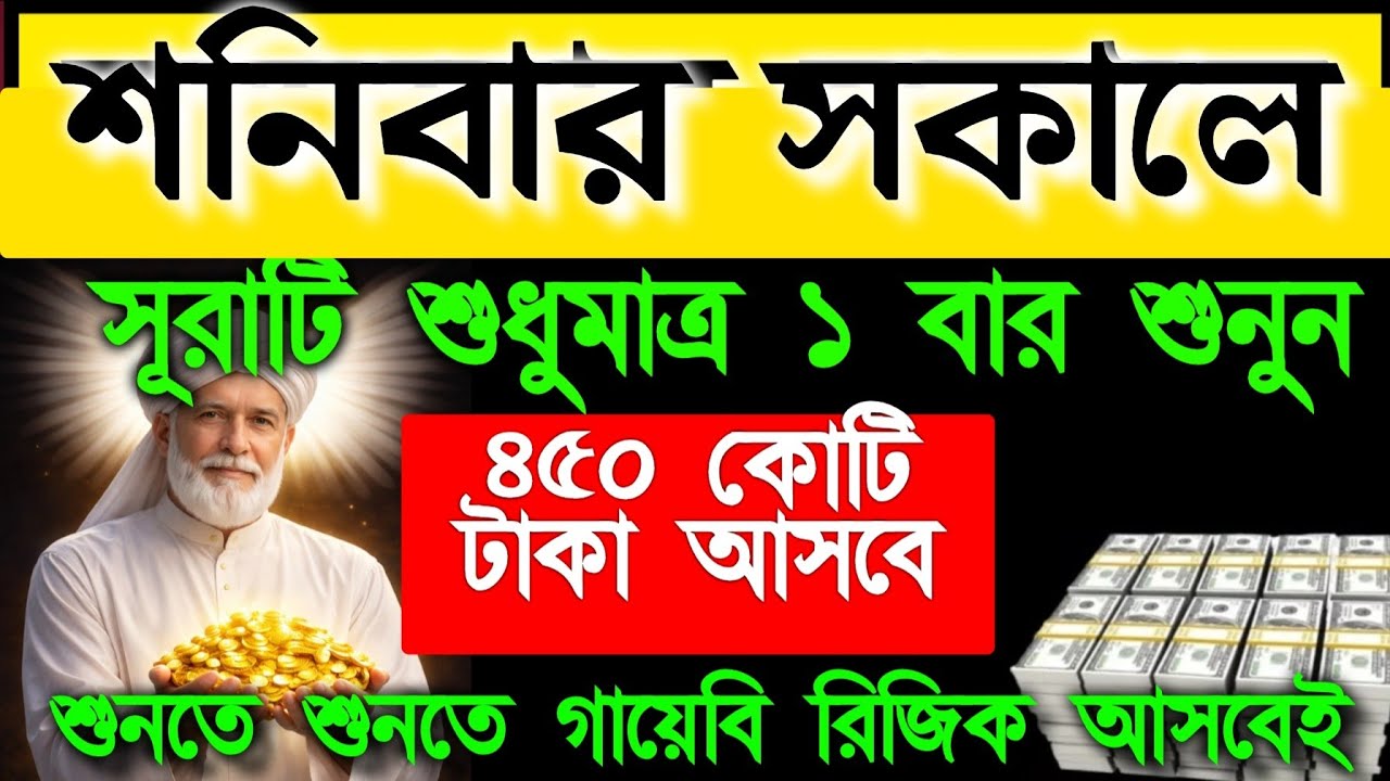 শনিবার সকালে সূরাটি শুধুমাত্র ১ বার শুনুন ৪৫০ কোটি টাকা আসবে গায়েবি ধনদৌলত লাভ হবে রিজিক বৃদ্ধি পাবে