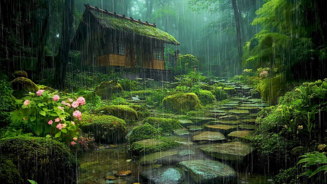 Feel The Weight of The Day Lift Off Your Shoulders as You Immerse in Rain In Japanese Village Forest