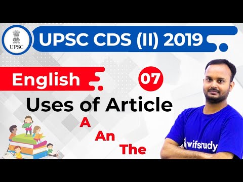 4:30 PM - UPSC CDS (II) 2019 | English by Sanjeev Sir | Uses of Article (A,An,The)