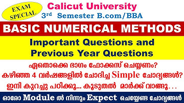 Basic Numerical Methods| Important questions |3rd semester Bcom/BBA |Calicut university