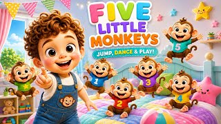 Five Little Monkeys Jumping Dancing Fun Nursery Rhymes For Kids Giggle Magic Tv