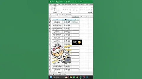 Age Calculations in Ms Excel 💥।।Noob Vs Pro Ms Excel in Age#ytshorts #excel #youtubeshorts #trending
