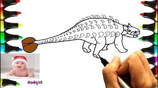 How to Draw Ankylosaurus and Paint Ankylosaurus Dinosaur Coloring Pages for Children 23    #part 41