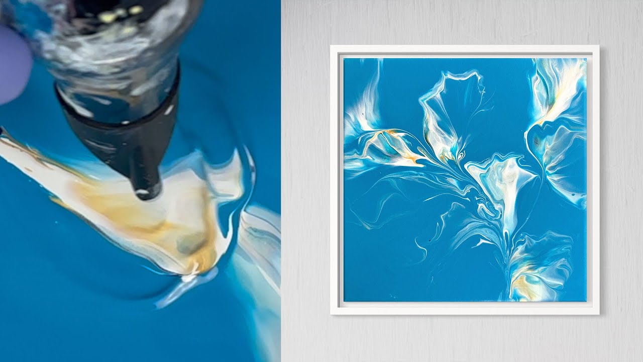 Acrylic Pouring with NO Cells 🟡 🔵 ⚪️ Dutch Pour Technique - YouTube