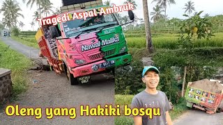 Detik'aspal jebol di samping jembatan,akibatnya truck umik oleng  parah(part1)