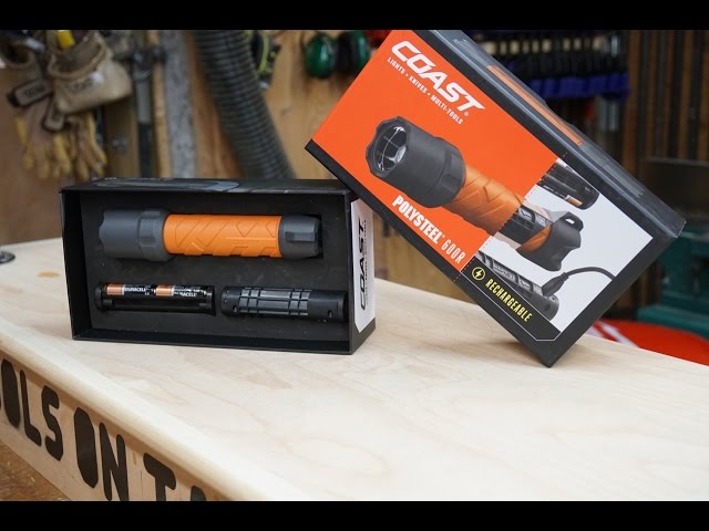 coast rechargeable stainless steel led flashlight XP11R 2600 Lumen USB-C with Slide Focus and Pure Beam Focusing Optic, 4 Light Modes, Black Waterproof and dust resistant Coast G22 LED Flashlight