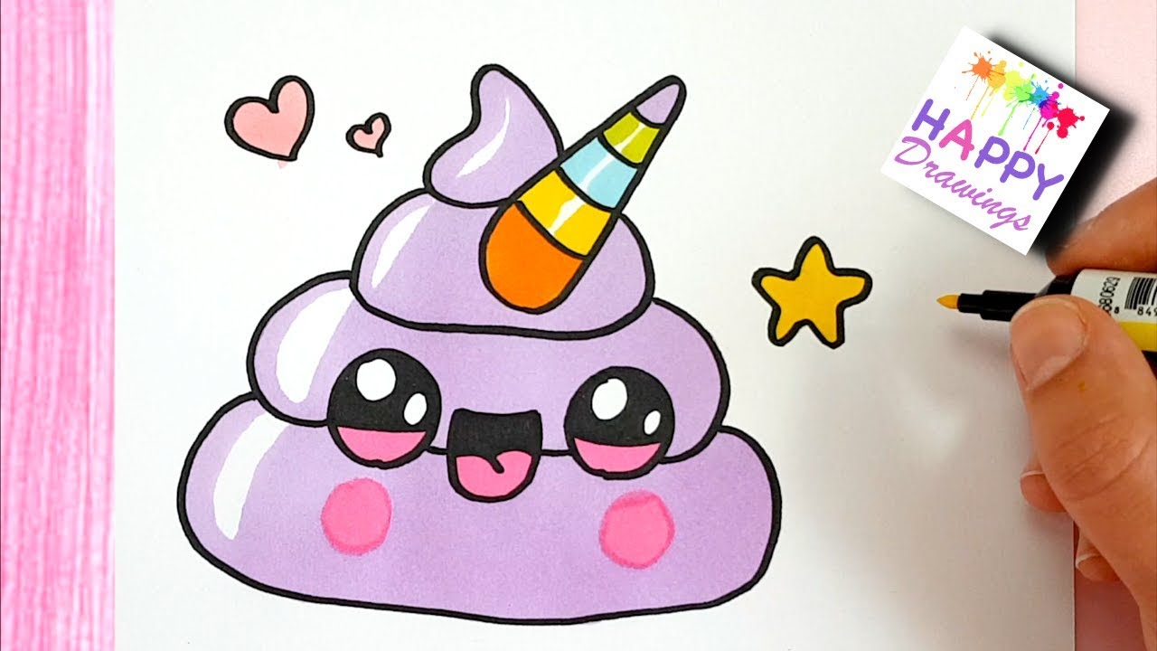 How to Draw Cute Rainbow Unicorn Emoji Poop - STEP BY STEP drawing ...