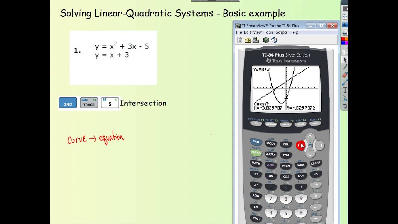 Solving Linear Quadratic System wTI basic example - YouTube