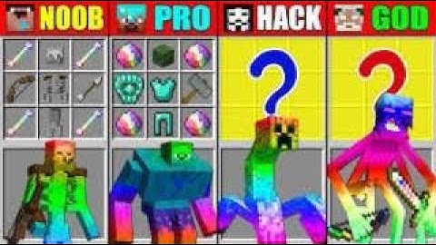 Minecraft NOOB vs PRO vs HACKER vs GOD MUTANT CRAFTING CHALLENGE   ZOMBIE CREEPER ENDERMAN SKELETON