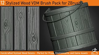 12 Stylized Wood VDM Brush Pack for ZBrush