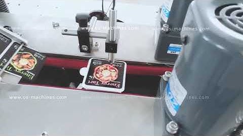 Automatic Thai food box tray two sides top bottom labeling machine label applicator line