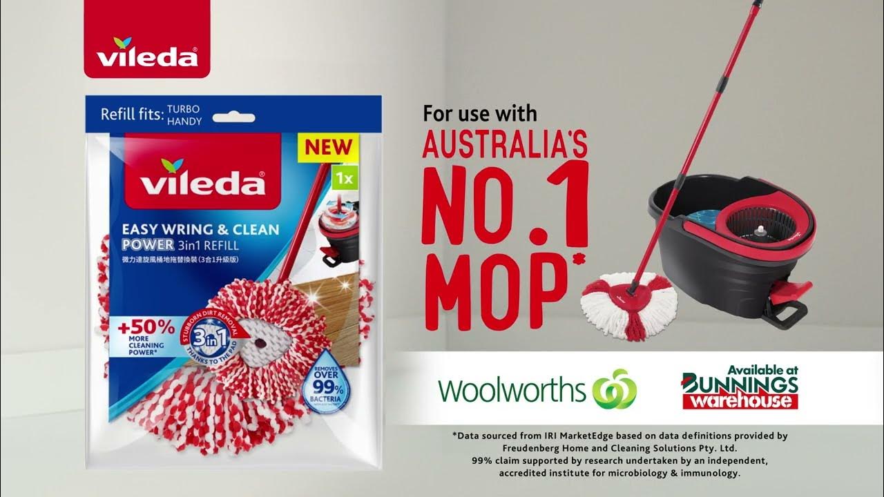 Vileda Easy Wring And Clean Turbo Mop With 2 Refills - Bunnings