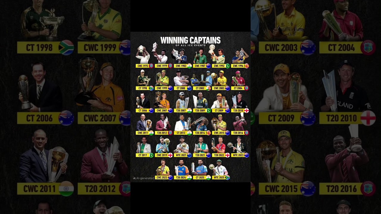 WINNING CAPTAINS OF ALL ICC EVENTS 