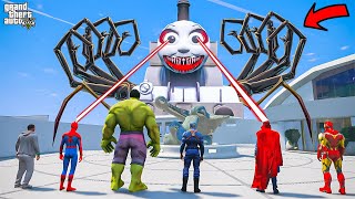 Franklin and Avengers Fight with Black Evil Thomas Train For save GTA 5 | GTAV Avengers