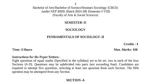 BA 2nd Semester Sociology Syllabus 2025 GNDU University | Ba 2nd Semester Syllabus 2025