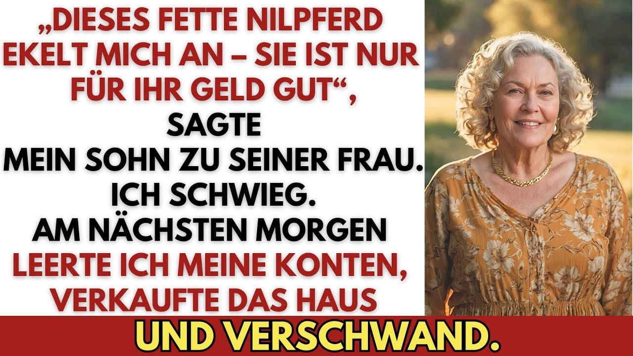 Mein Sohn sagte: „Dieses fette Nilpferd ekelt mich an!“ Am nächsten Tag war ich verschwunden.