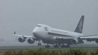 Singapore Airlines Cargo Boeing 747 is landing in Amsterdam